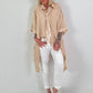 Oversized asymmetrical blouse with tie - sand