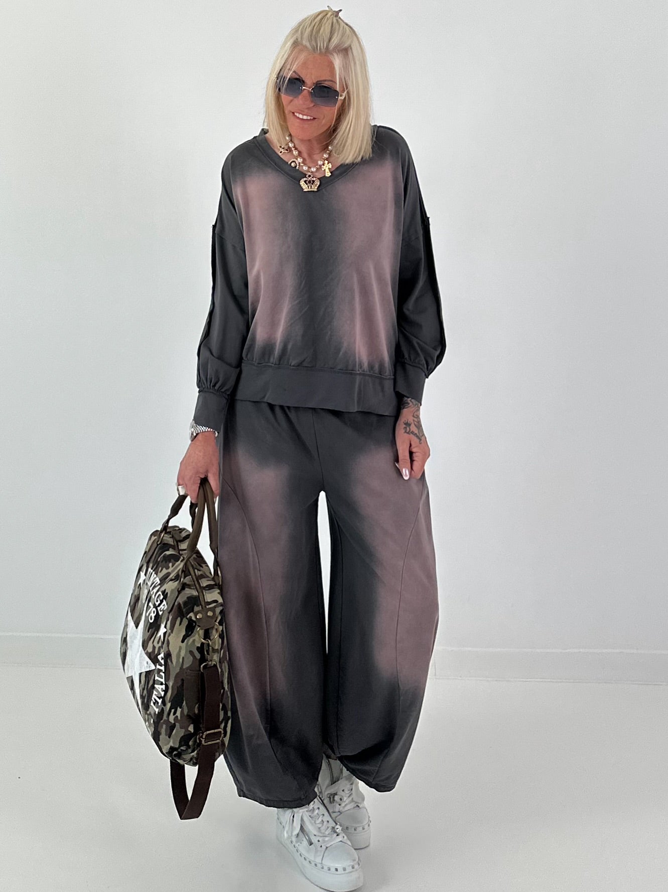 Lässiges Sweatshirt im Used-Look - anthrazit