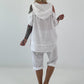 Linen Shirt with Off-Shoulder Cut-Outs Leo - beige