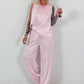Two-piece set in a satin look - pink