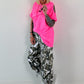Hoodie Shirt mit Jeans Elementen - neonpink