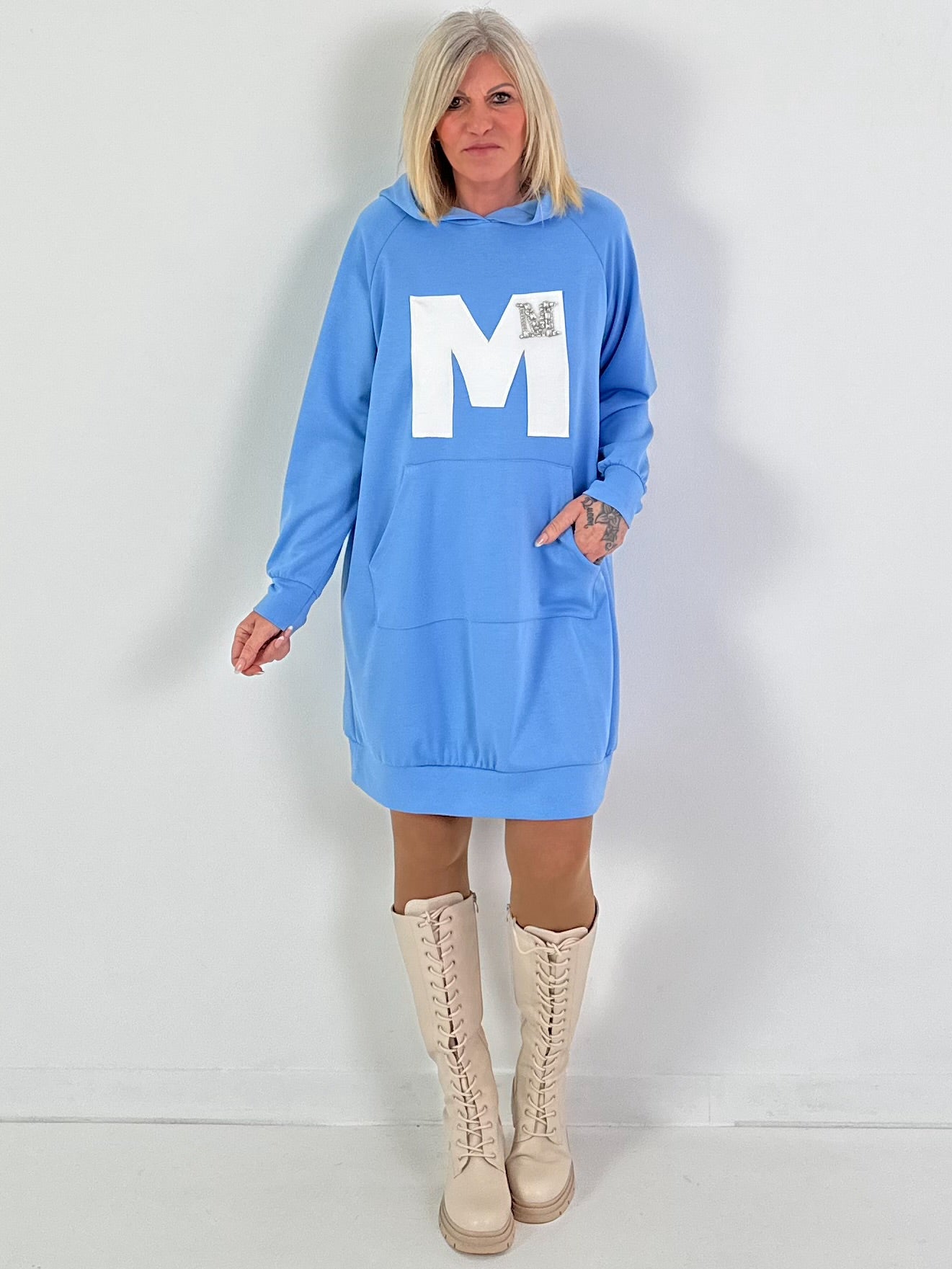 Long Hoodie/Kleid Modell "Edition M" - hellblau