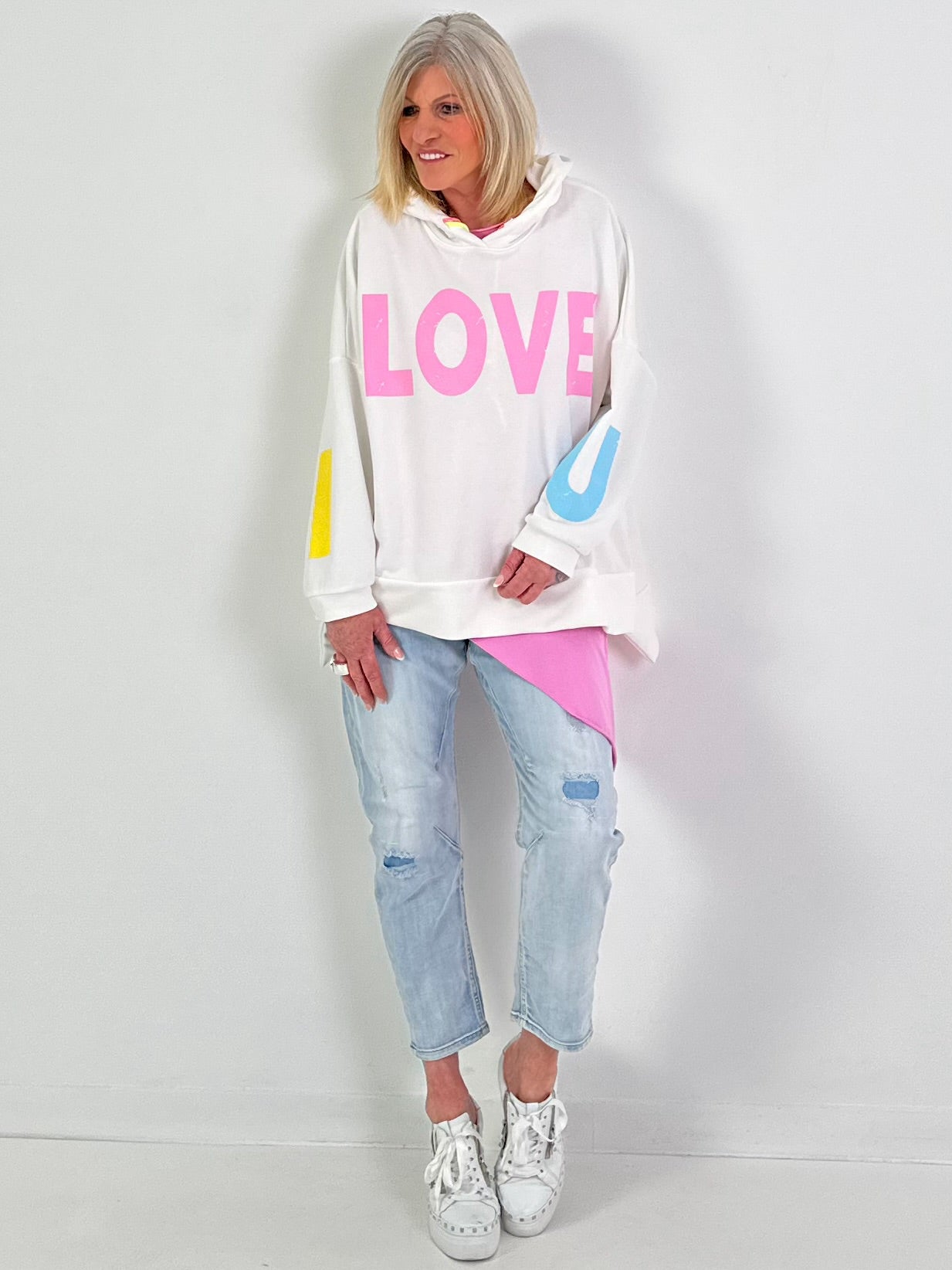 Oversized hoodie met liefdesmotief - wit