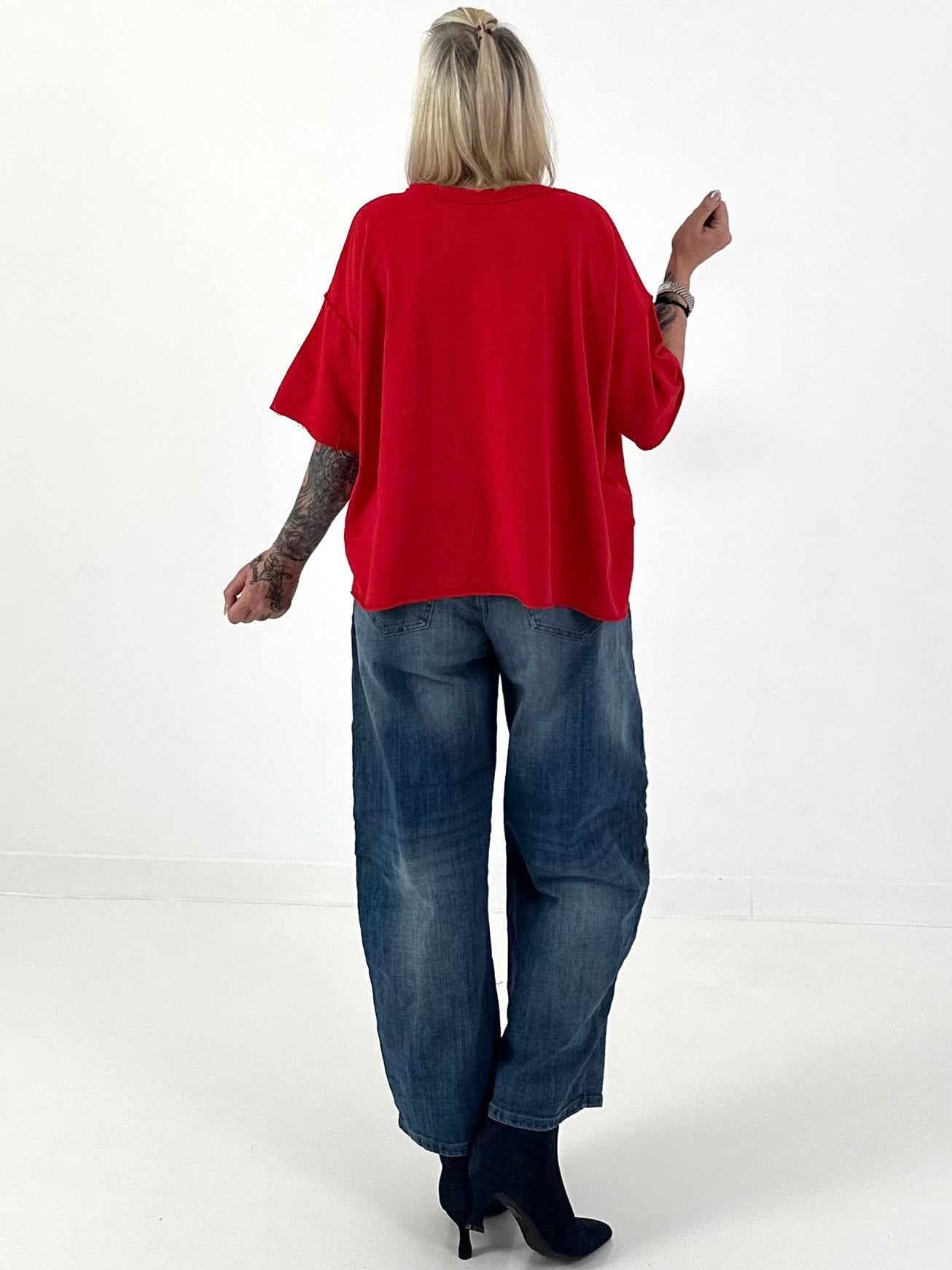 Sweater mit Vintage-Print - rot