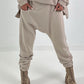 Sweat Baggy mit Tasche - beige