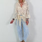 Boho Blouse with Crochet Collar - Beige