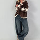 Sweatshirt mit trendigen Sternelementen- schoko