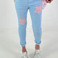 Broek met sterren - lichtblauw