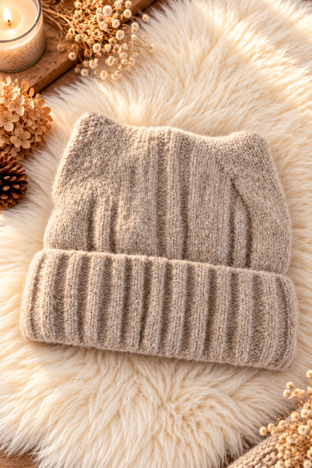 Kuschelige Strickmütze - taupe