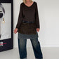Basic Shirt mit V-Ausschnitt - mokka