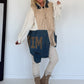Asymmetrische Oversized Jacke im Materialmix - beige-ecru-denim