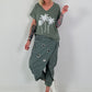 T-shirt with glitter palm trees - khaki