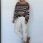 Sweater mit Allover-Streifen-Print - grau-mehrfarbig