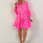 Tunic/dress with floral pattern - neon pink