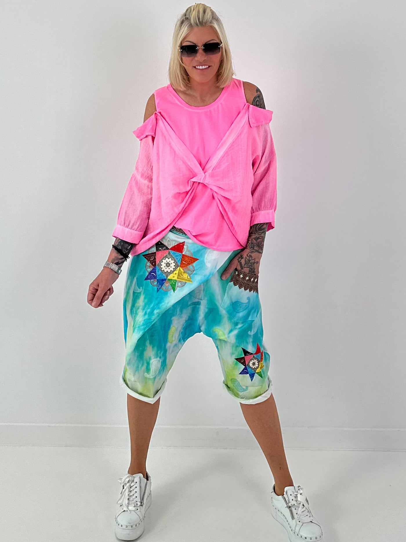 Tunika mit integrierten Top - neonpink