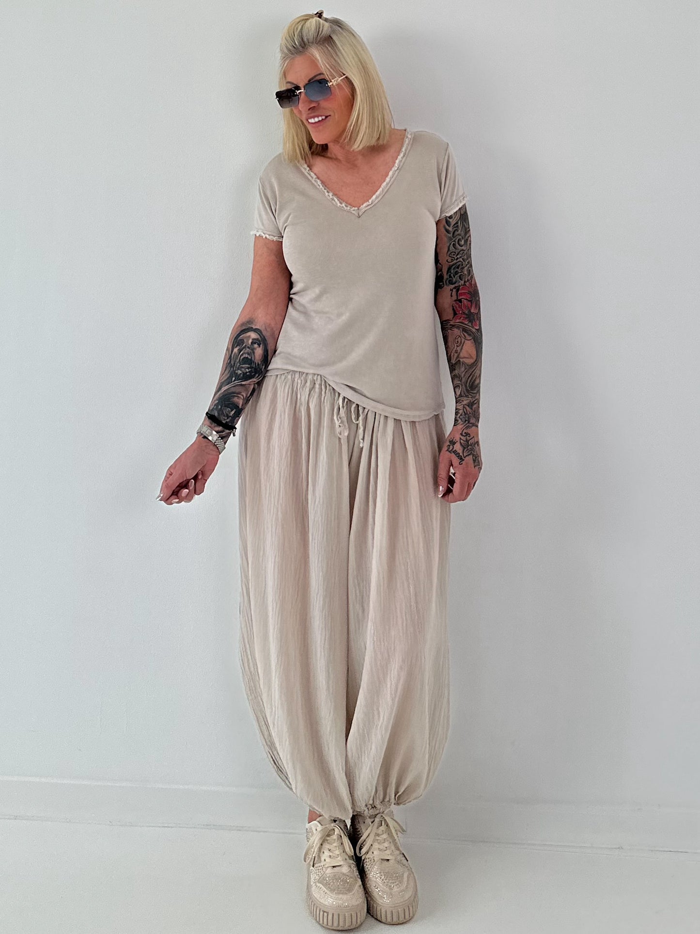 Ripp T-Shirt -  beige
