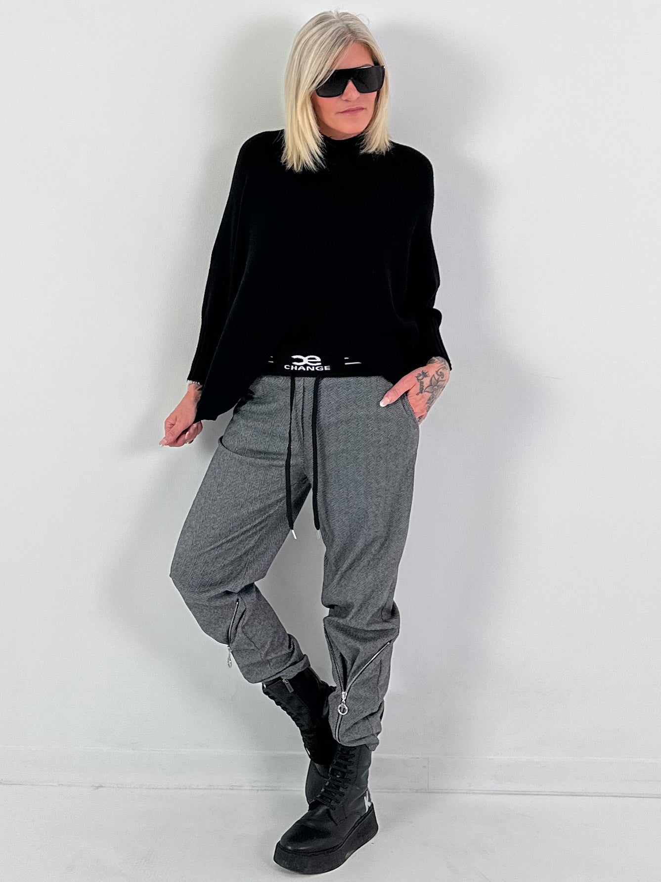 Turtleneck Pullover Modell "Free Fall" - schwarz