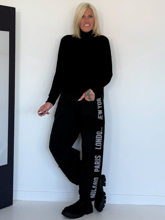 Basic Rollkragenpullover - schwarz