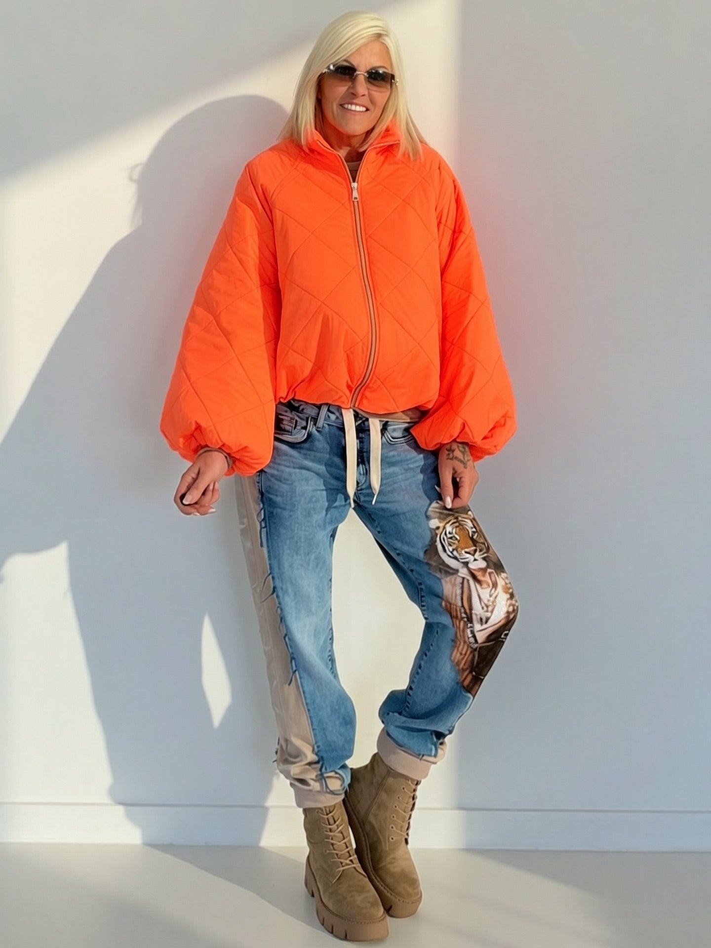 Jacke mit Puffärmelchen - neonorange