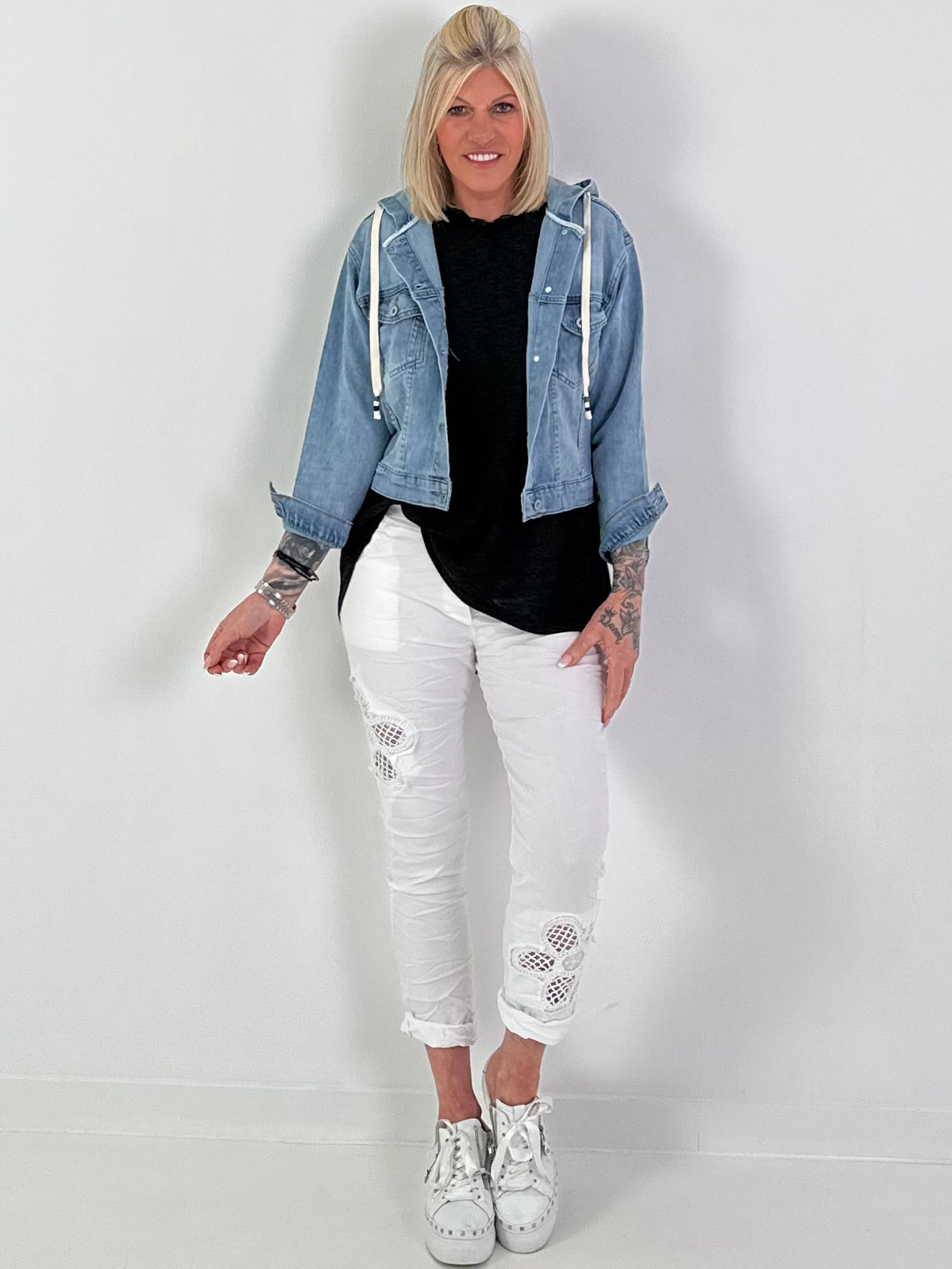 Hooded denim jacket