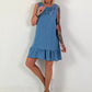 Light denim dress with flounce - blue