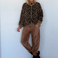 Strickjacke im Leo-Style - camel-schwarz