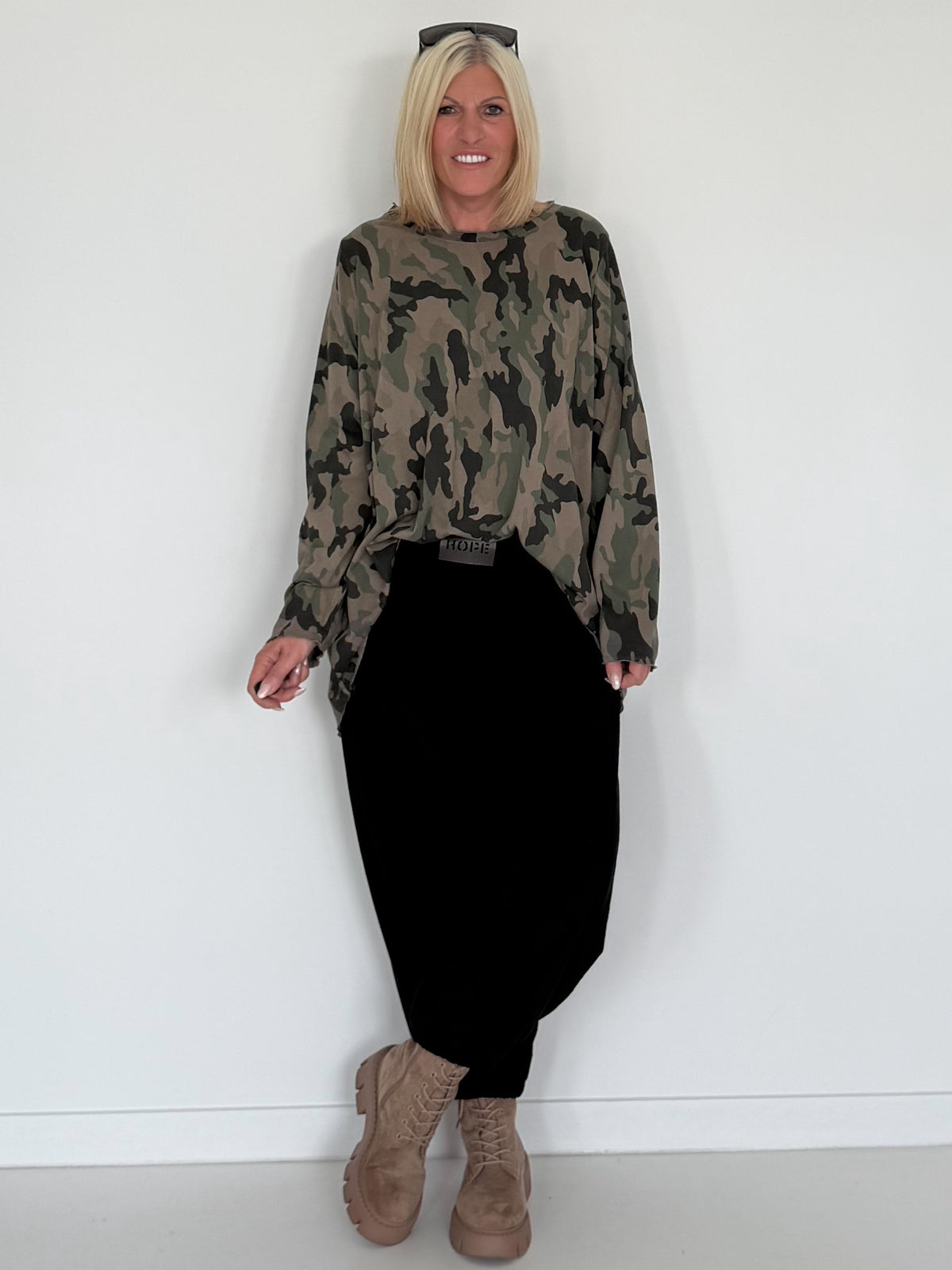 Shirt in all-over camouflage look - taupe-multicolored