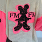 Grobstrickpullover mit Sweatärmeln - ecru-neonpink
