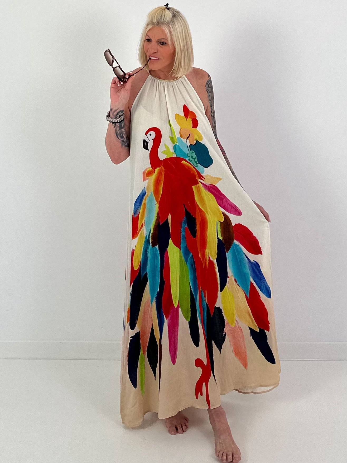 Printed ombré dress - beige multi-colored