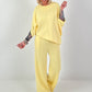 Two-piece set with asymmetrical shirt - yellow