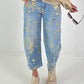 Jeans with sun motif - denim
