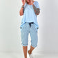 T-shirt with side eyelets - light blue
