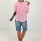 Shirred Hem T-shirt - pink
