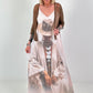 Long dress with a printed design and side pockets - beige-multicoloured