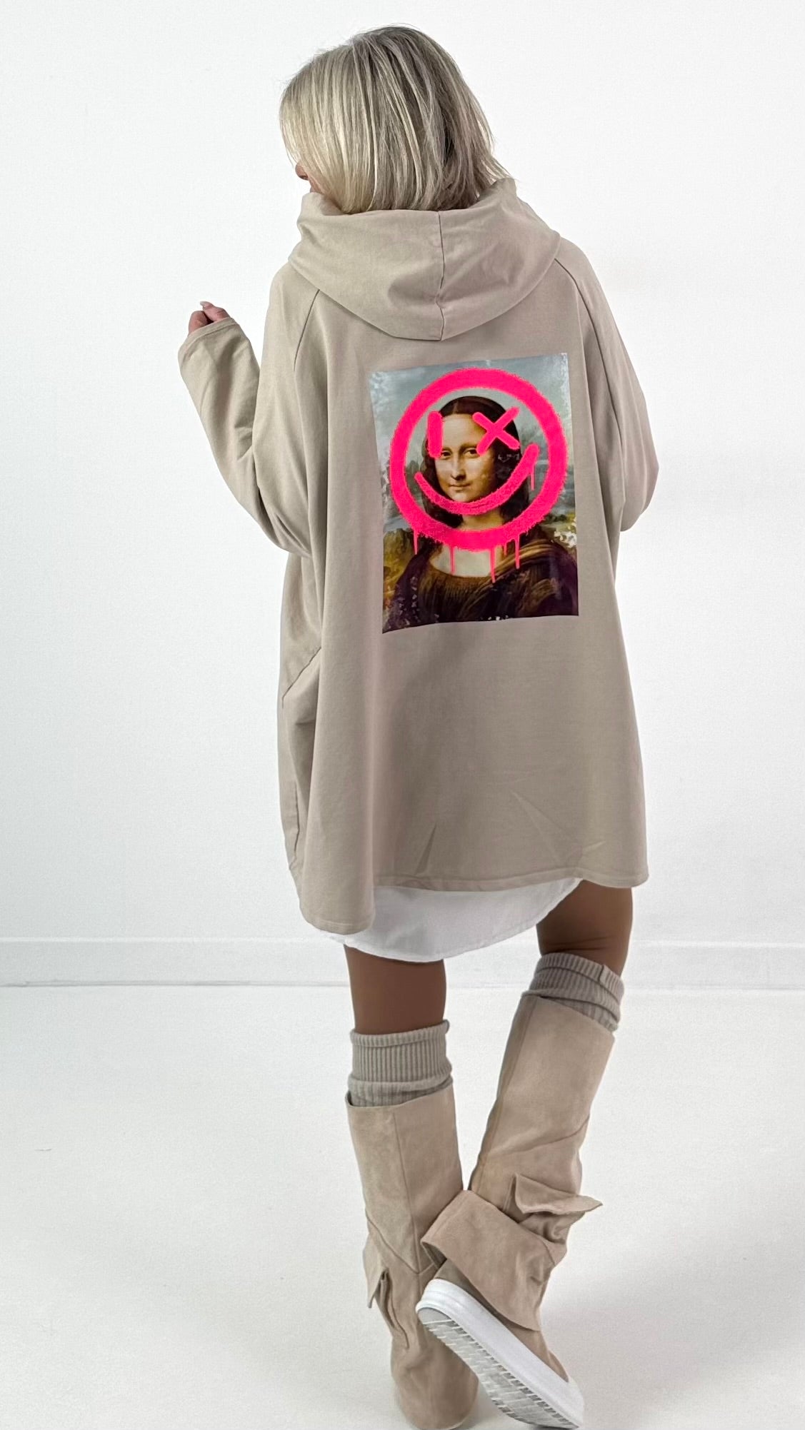 Hoodie model "Neon Icon Clash" - beige