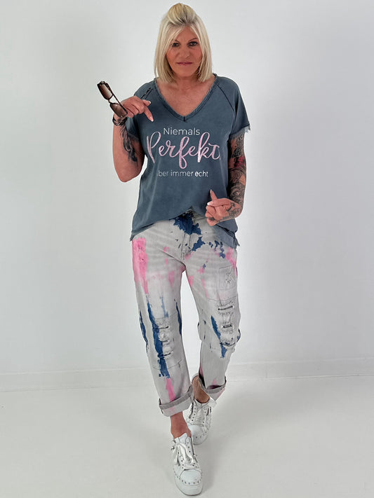 T-Shirt with statement print - blue