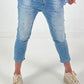 Boyfriend Jeans with rhinestones - denim