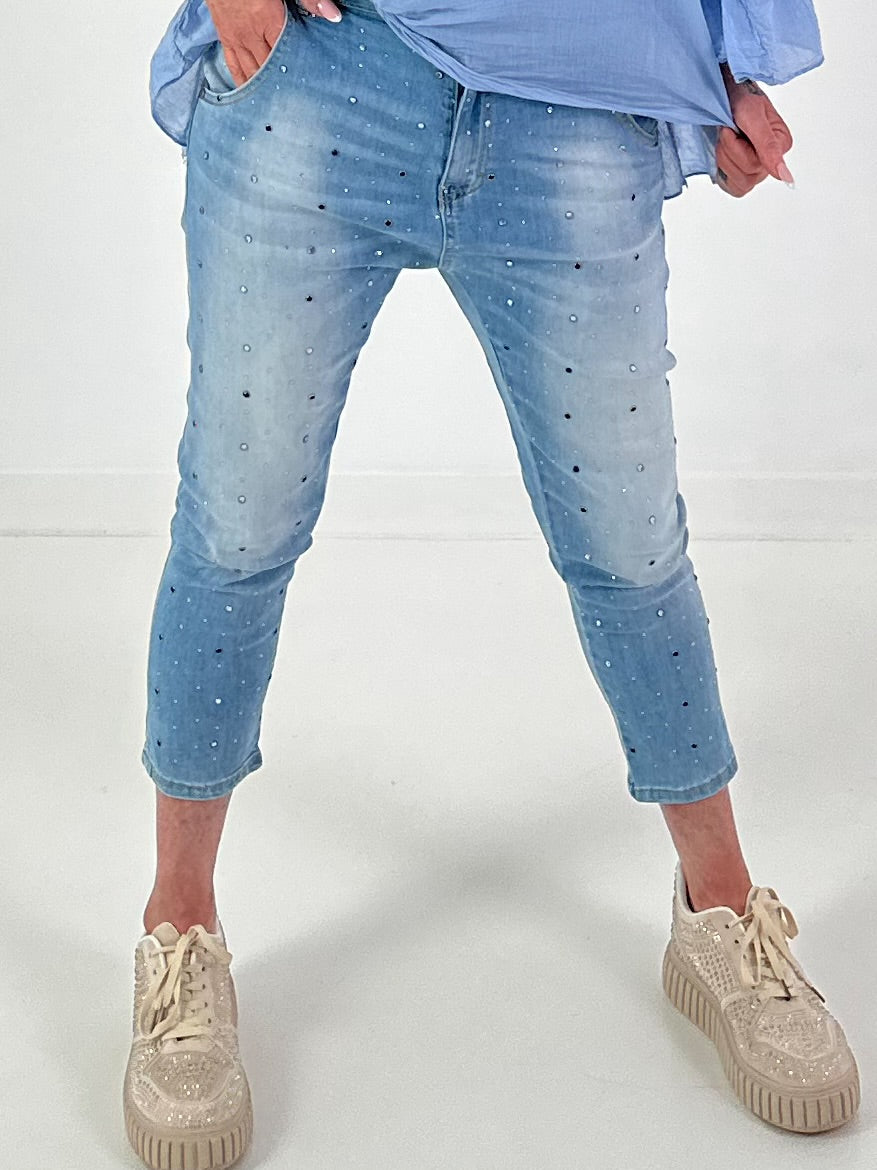 Boyfriend Jeans with rhinestones - denim