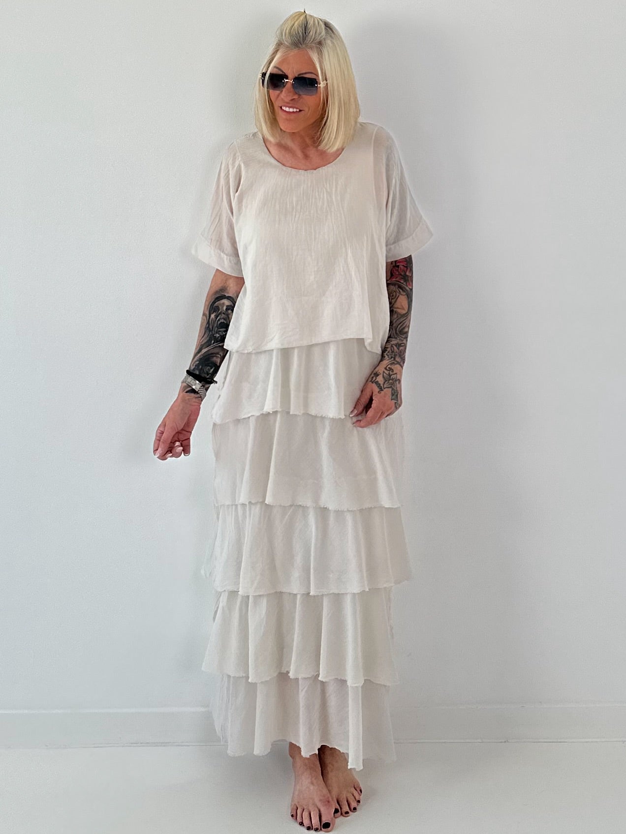Kleid im Lagenlook - beige