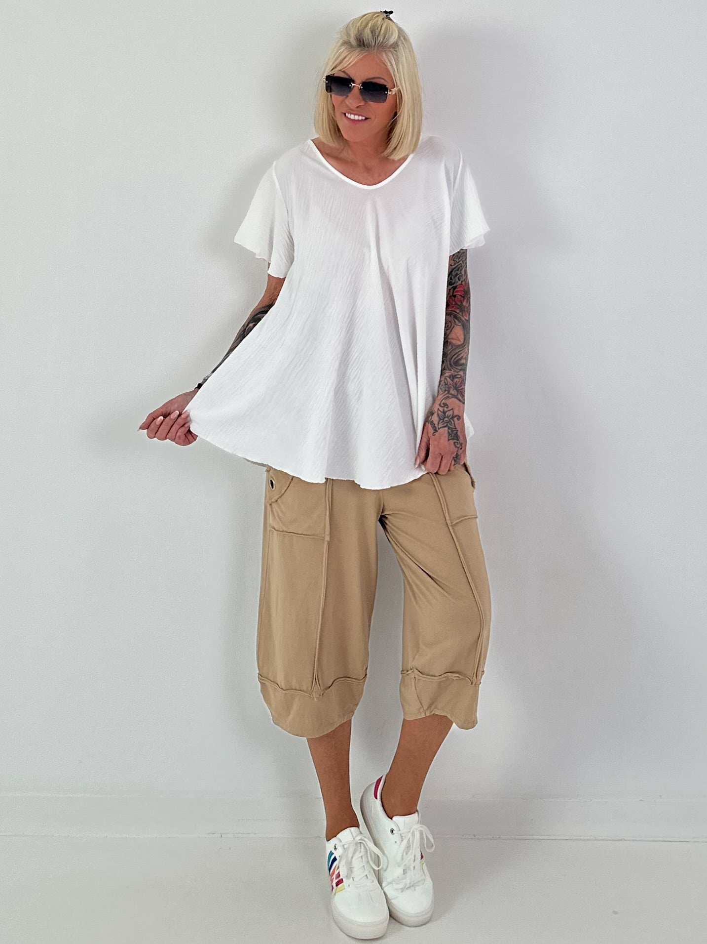 Light structured T-shirt - white