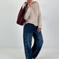 Knitted sweater with cut-out - beige