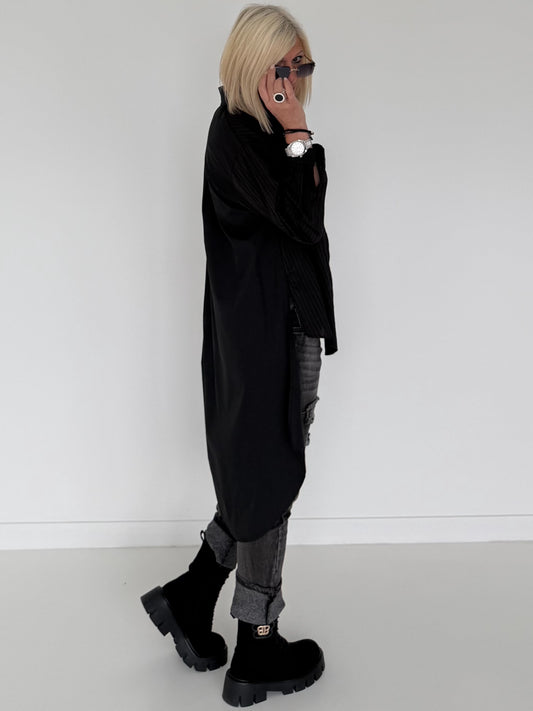 Structured Stripe Blouse - black
