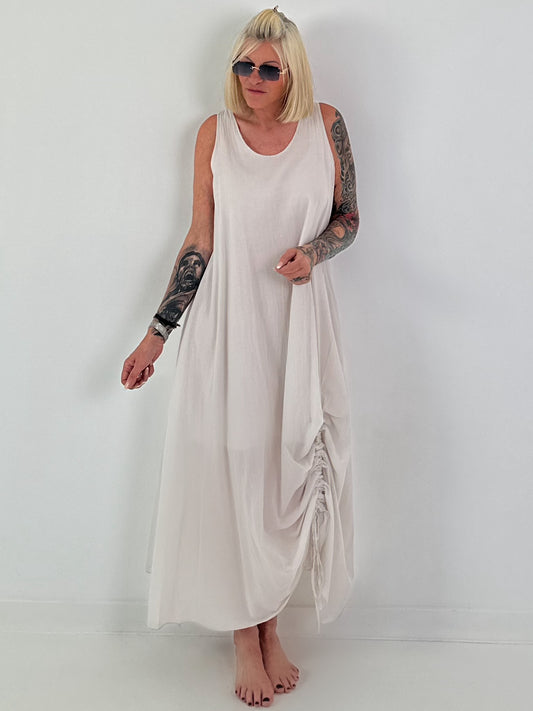 Sommerkleid mit Raff-Detail - beige