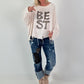 Oversized Sweatshirt mit aufwendigen Details - beige