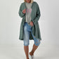 Linen Short Coat with Eyelets - Khaki