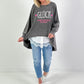 Oversized stonewashed Sweatshirt Modell "Glück..." - used black