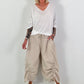 Fine knit short-sleeve sweater - white