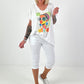 Capri Pants with Tie Waist - White