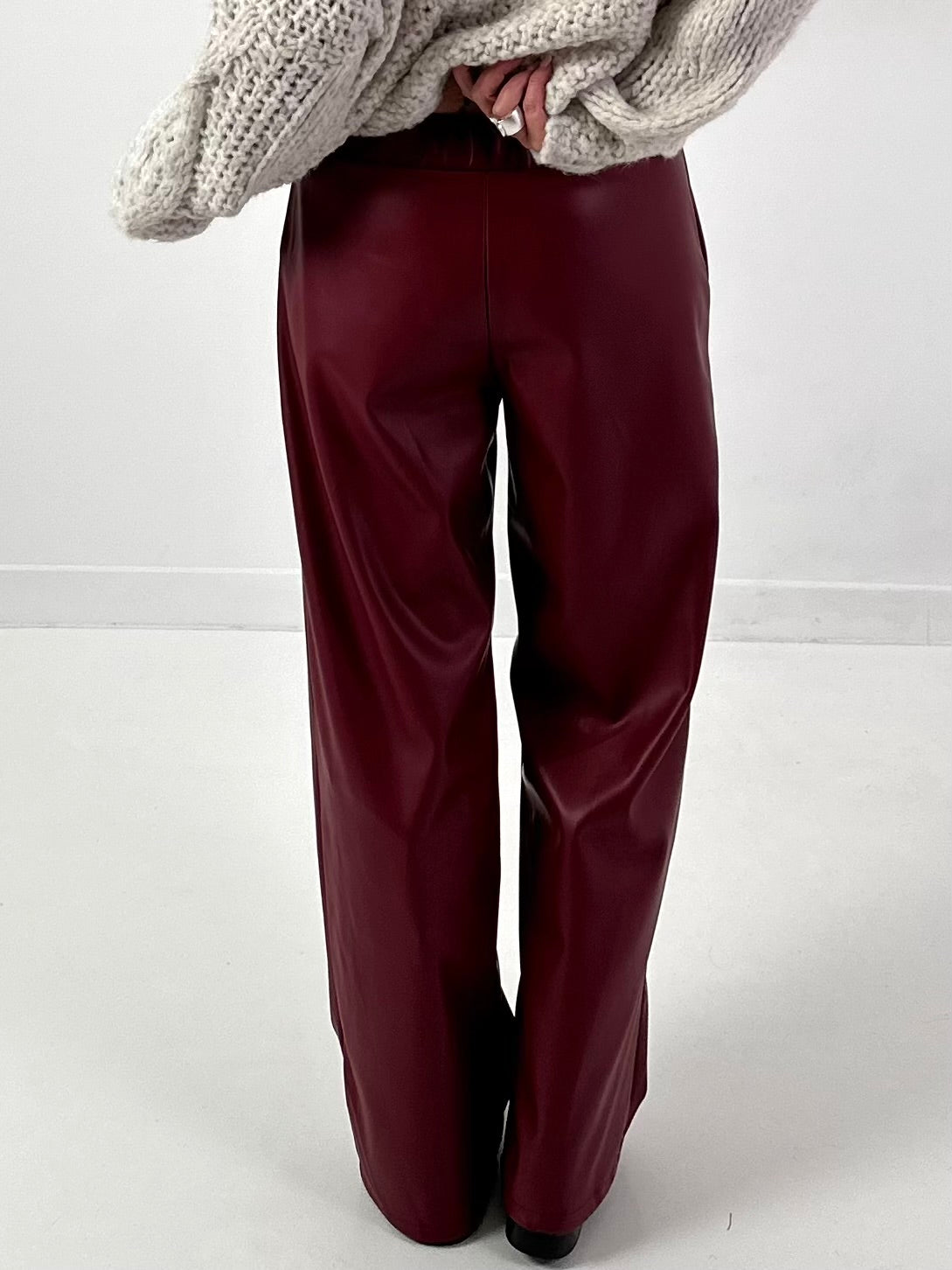 Trousers in leather look model "Smooth Faux" - bordeaux