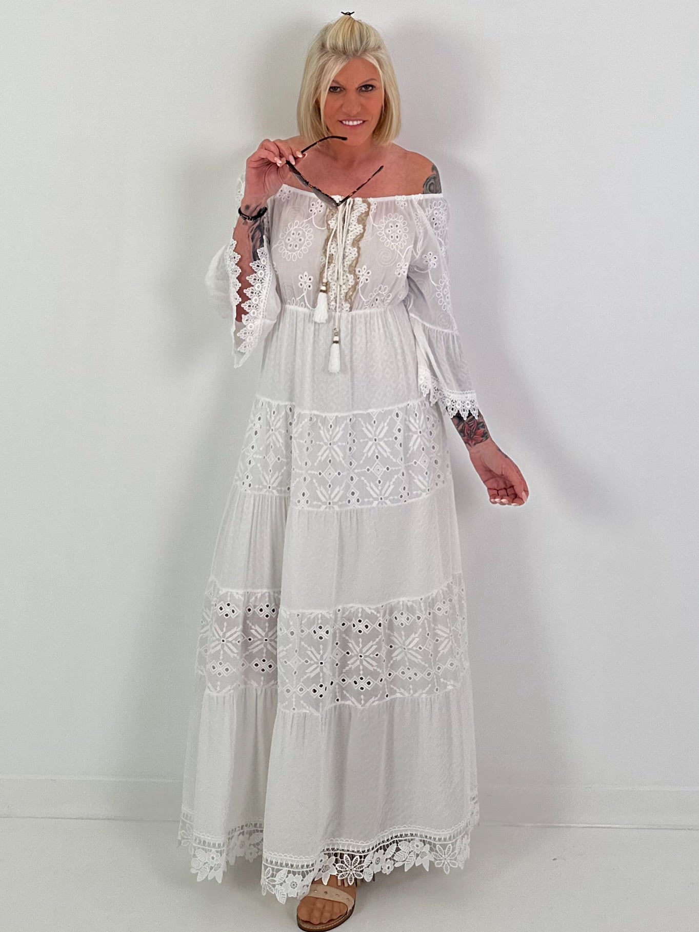 Boho Embroidered Dress - White